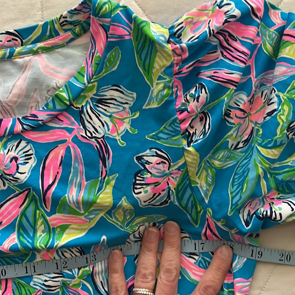 Lilly Pulitzer Rhett Top Womens Keep On Beliefing Formentera Turquoise M - Picture 14 of 16